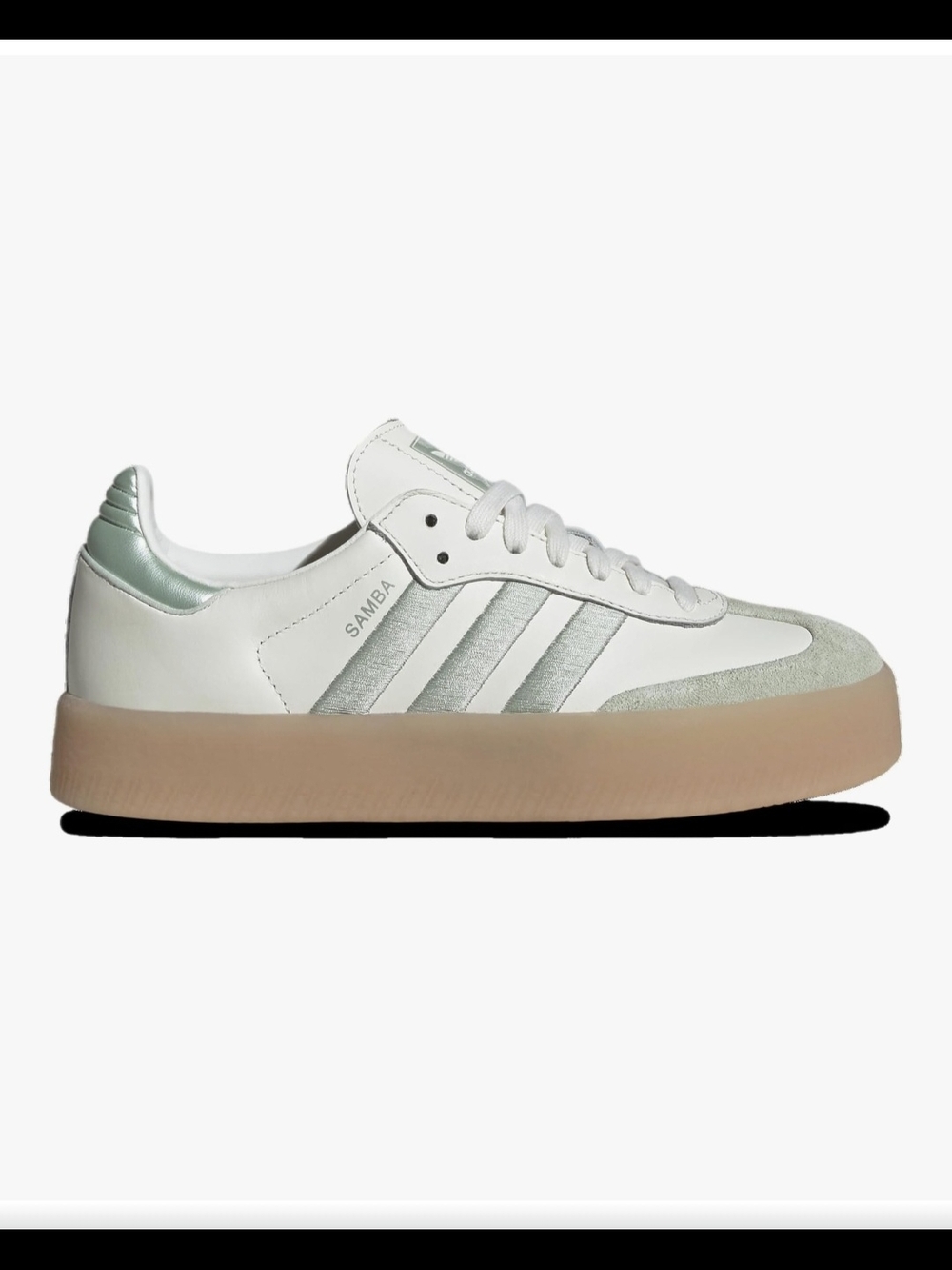 Adidas Samba Platform Sneaker in White with Mint Green